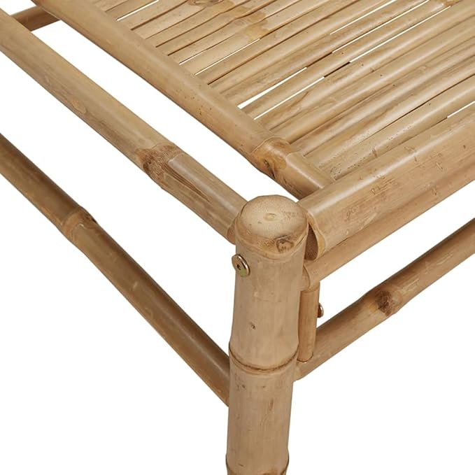 vidaXL Bamboo Patio Lounge Set - Outdoor Garden Furniture with Dark Gray Cushions - Bench and Coffee Table Included - Photo 4