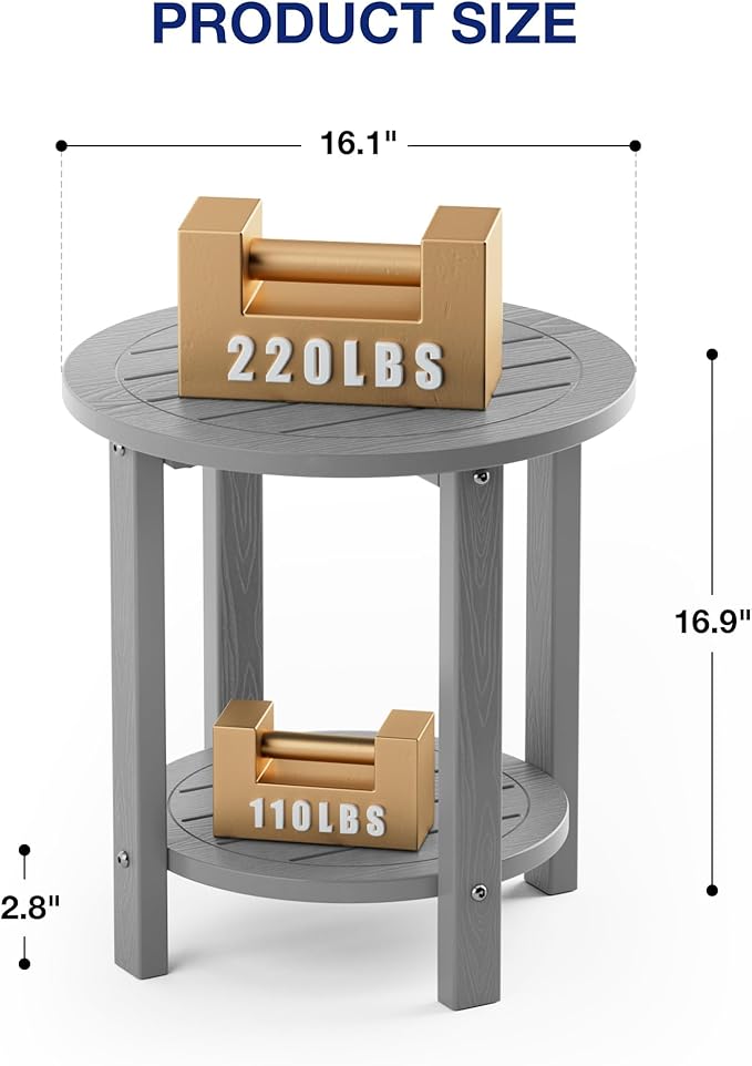 YEFU 3-Piece Adirondack Chair and Table Set: Outdoor Lounge Furniture Set - Outdoor Chair Plastic Weather Resistant with Wide Armrests for Patio Lawn Pool Porch Garden(Grey