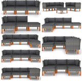 2-Piece Grey Outdoor Sectional Sofa Set, 25.4" x 23.8" Modern Poly Rattan Patio Couch with Removable Cushions - Photo 8