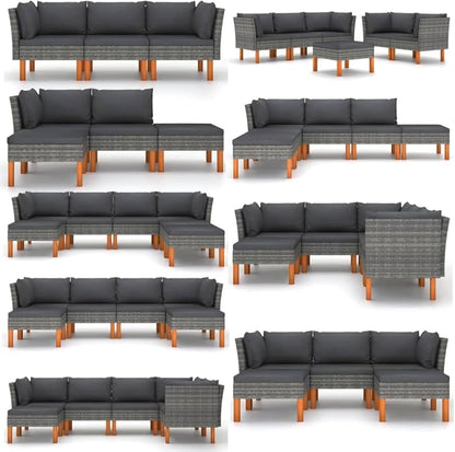 2-Piece Grey Outdoor Sectional Sofa Set, 25.4" x 23.8" Modern Poly Rattan Patio Couch with Removable Cushions, Weather-Ready for Balcony Garden and Poolside