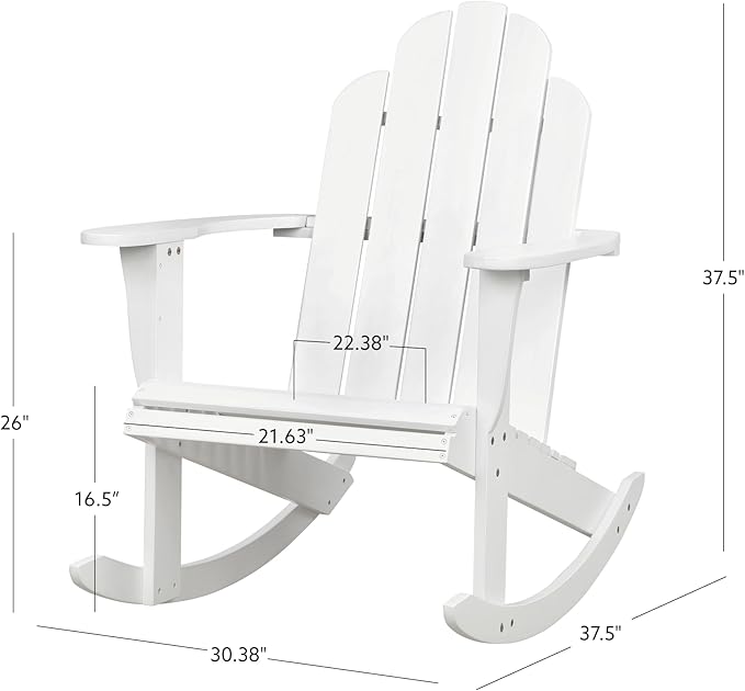 Jayde White Solid Wood Outdoor Adirondack Rocking Chair Set of 2 by Linon - Photo 3