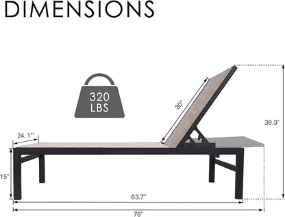 Kozyard 2-Pack Outdoor Chaise Lounge, Aluminum Frame and Textilene Fabric, Adjustable Reclining Patio Lounger for Poolside, Sunbathing & Backyard (Beige)