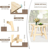 Outdoor Adirondack Log Side Table, 19.5" Thick Wooden Patio Square End Table with Slatted Tabletop - Photo 4