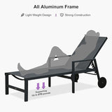 PURPLE LEAF Outdoor Chaise Lounge Set for 4 Aluminum Patio Chaise Lounger Chairs with Armrest and Wheels Adjustable - Photo 7