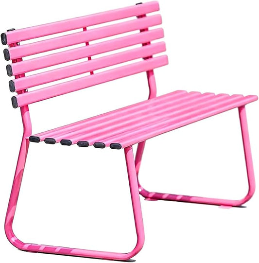 Outdoor Metal Garden Bench with Thickened Galvanized Steel Pipe, Weatherproof, 660lbs Load Capacity, for Patio, Balcony, Garden, Home and Commercial Use(Pink)