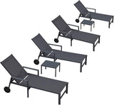 PURPLE LEAF Outdoor Chaise Lounge Set for 4 Aluminum Patio Chaise Lounger Chairs with Armrest and Wheels Adjustable - Photo 1