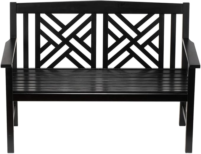 Achla Designs Fretwork Garden Bench, 4 ft Black