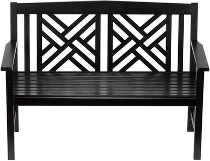 Achla Designs Fretwork Garden Bench, 4 ft Black