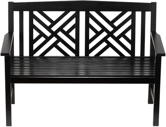 Achla Designs Fretwork Garden Bench, 4 ft Black