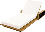 Merax Outdoor Chaise Lounge Set of 2, Acacia Wood Patio Reclining Chairs with 4-Position Adjustable Backrest - Photo 4