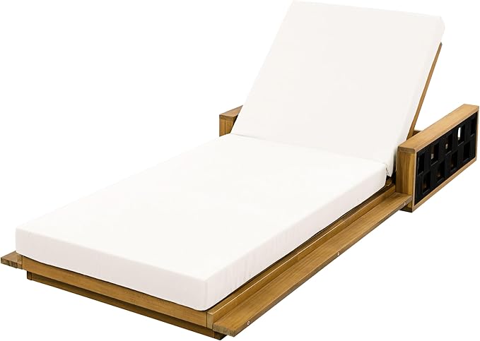 Merax Outdoor Chaise Lounge Set of 4, Acacia Wood Patio Reclining Chairs with 4-Position Adjustable Backrest - Photo 5