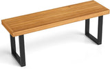 HAPPYGRILL Acacia Wood Bench for 2 People, Outdoor Dining Bench with Metal Legs & Adjustable Foot Pads, for Entryway - Photo 1