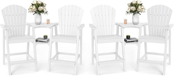 FOOWIN Tall Adirondack Chair Set of 4, All Weather HDPE Bar Height Adirondack Chair with Double Connecting Trays - Photo 1