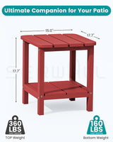 SERWALL Double Adirondack Side Table Set of 2, End Table- Red - Photo 3