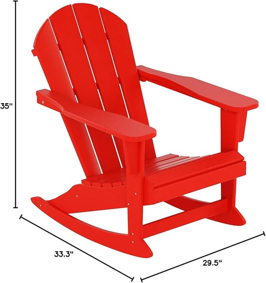 WestinTrends Malibu Outdoor/Patio Poly Adirondack Rocking Chair, Red