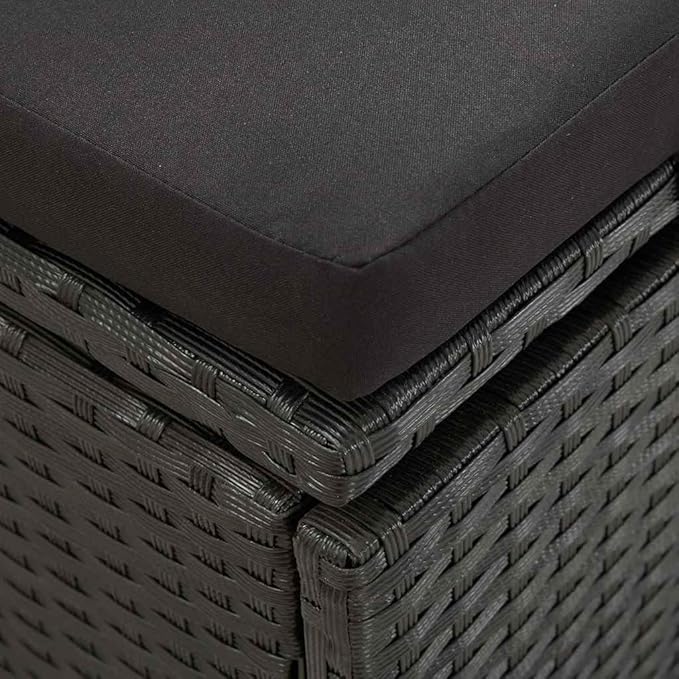 Adjustable Sun Lounger with Cushions, Black Poly Rattan Outdoor Chaise Lounge for Patio Garden Poolside - Photo 9