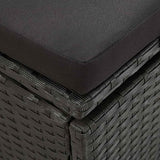 Adjustable Sun Lounger with Cushions, Black Poly Rattan Outdoor Chaise Lounge for Patio Garden Poolside - Photo 9