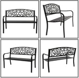 NOLLAM 50" Outdoor Welcome Backrest Cast Bench Garden Bench Patio Park Bench Metal Loveseat Chairs Antique Finish Park - Photo 8