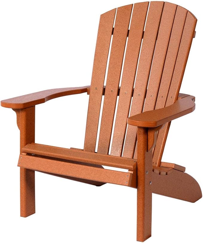 Leisure Lawns Poly Plastic Fanback Adirondack Chair, Outdoor Patio Chair - Amish Made in USA (Cedar)