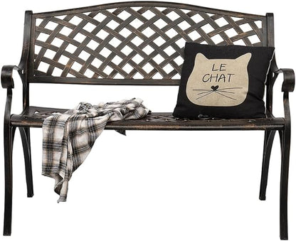 Savins gt1-ly 40.5 inch Outdoor cast Aluminum Bench with mesh backrest seat Surface, Suitable for Parks, School playgrounds, Colleges