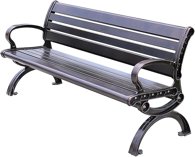 Garden Bench, Outdoor Benches, with Anti-Rust Metal Powder Coated Frame, Patio Bench for Front Porch Park Outside Furniture Decor