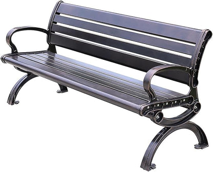 Garden Bench, Outdoor Benches, with Anti-Rust Metal Powder Coated Frame, Patio Bench for Front Porch Park Outside Furniture Decor
