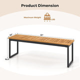 Tangkula Patio Dining Bench, 2-3-person Backless Bench with Slatted Seat & Metal Legs, Indoor Outdoor Bench for Entryway - Photo 3