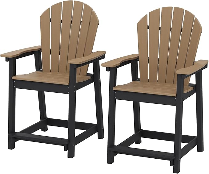 OTSUN Tall Modern Adirondack Chairs Set of 2, All Weather HDPE Bar Height Adirondack Stools Widened Durable Design for Porch Patio Yard Lawn Fire Pit Bistro Basement Indoors & Outdoors
