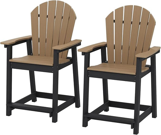 OTSUN Tall Modern Adirondack Chairs Set of 2, All Weather HDPE Bar Height Adirondack Stools Widened Durable Design for Porch Patio Yard Lawn Fire Pit Bistro Basement Indoors & Outdoors