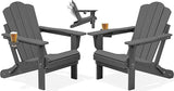KINGYES Adjustable Folding Adirondack Chair Set of 2, 3-Position Reclining Adirondack Chairs with Cup Holder - Photo 1