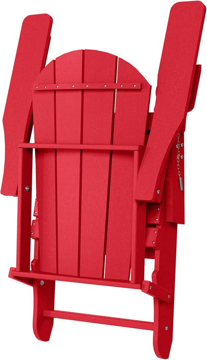 WestinTrends Malibu Folding Adjustable Adirondack Chair with Retractable Ottoman and Cup Holder (Set of 2), Red