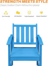 HDPE Outdoor Dining Set of 6, Patio Dining Table Set with 4 Chairs and 1 Bench - Photo 4