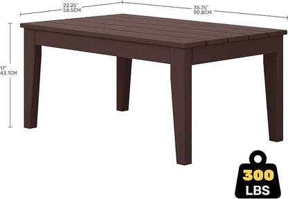 Costaelm Adirondack Outdoor Coffee Table, HDPE Drink Table Weather Resistant, Patio Porch Accent Balcony Table Outdoor End Table for Pool, Seaside, Backyard, Dark Brown