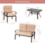 Outdoor Furniture Patio Conversation Set Loveseat, 2 Chairs, Coffee Table with Cushion, Lawn Front Porch Garden - Photo 6