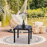 PHI VILLA Outdoor Patio Side Table Set of 2, 19" Small Black Metal Square End Table - Photo 8
