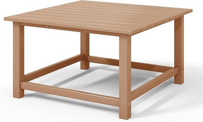 WestinTrends Malibu Low Outdoor HDPE Square Patio Coffee Table, Teak