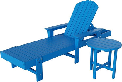 WestinTrends Dylan 2 Piece Adirondack Reclining Chaise Lounge with Arms Pacific Blue
