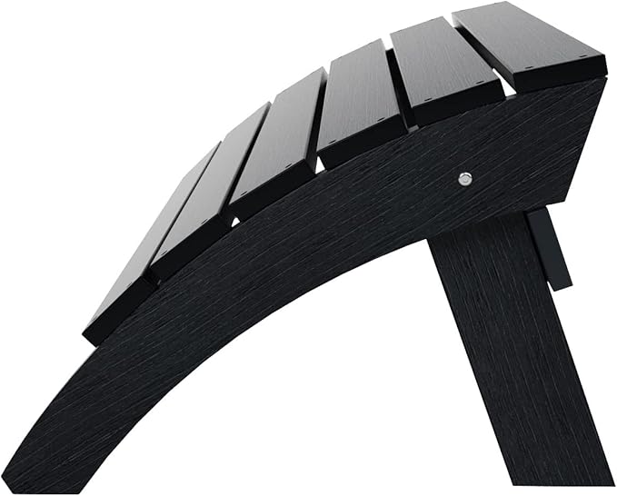 WestinTrends Tuscany Adirondack Ottoman, Real Wood Like Outdoor Ottoman for Patio, All Weather Poly Lumber Folding Ottoman Footrest for Adirondack Chair, Black
