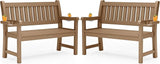 YEFU Outdoor Bench for Patio Waterproof: Heavy Duty 2-Person Garden Bench Set of 2 with 2 Cup Holders & Oversized - Photo 1