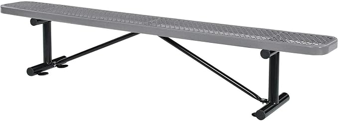 Global Industrial 8'L Heavy Duty Expanded Metal Mesh Flat Bench with Steel Frame, Portable Outdoor Bench, 1000 lbs Capacity, Gray, 96" L x 14-1/2"W x 18" H