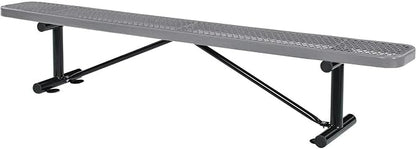 Global Industrial 8'L Heavy Duty Expanded Metal Mesh Flat Bench with Steel Frame, Portable Outdoor Bench, 1000 lbs Capacity, Gray, 96" L x 14-1/2"W x 18" H