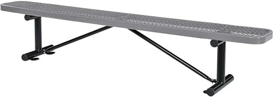 Global Industrial 8'L Heavy Duty Expanded Metal Mesh Flat Bench with Steel Frame, Portable Outdoor Bench, 1000 lbs Capacity, Gray, 96" L x 14-1/2"W x 18" H
