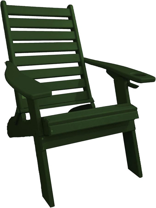 Furniture Barn USA Farmhouse Collection Poly Ladderback Folding Adirondack Chair, Turf Green