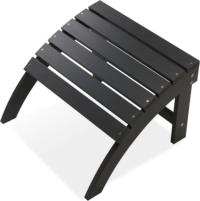 Psilvam Adirondack Ottoman, Adirondack Footstool for Adirondack Chair Weather Resistant Foot Rest for Outdoor Porch, Yard, Garden (Black)