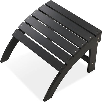 Psilvam Adirondack Ottoman, Adirondack Footstool for Adirondack Chair Weather Resistant Foot Rest for Outdoor Porch, Yard, Garden (Black)
