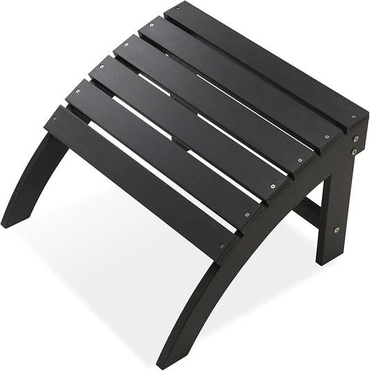 Psilvam Adirondack Ottoman, Adirondack Footstool for Adirondack Chair Weather Resistant Foot Rest for Outdoor Porch, Yard, Garden (Black)