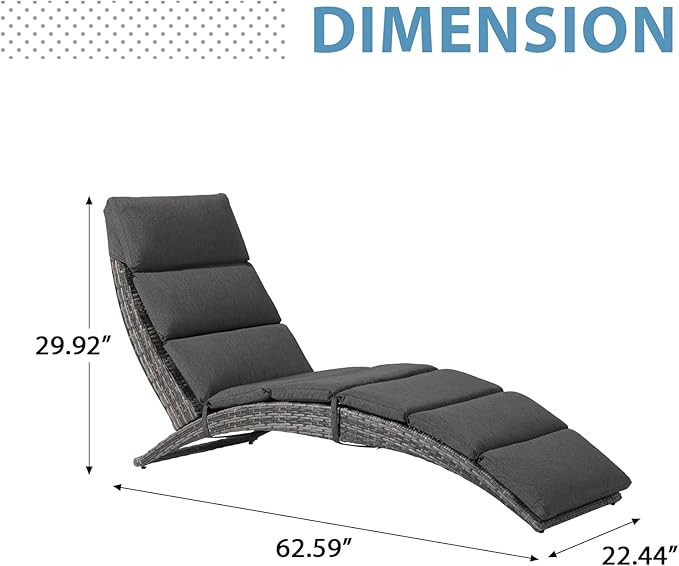 JOIVI Patio Chaise Lounge Chairs Sets, 2 Pieces Cushioned Patio Adjustable Chaise Lounge - Photo 3