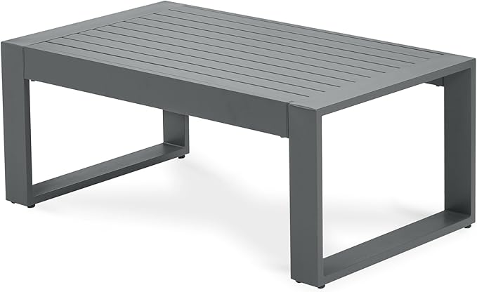 BPS Aluminum Outdoor Patio Furniture Coffee Table, Modern Rectangle All-Weather Patio Metal Coffee Side Table - Photo 1