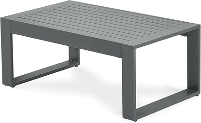 BPS Aluminum Outdoor Patio Furniture Coffee Table, Modern Rectangle All-Weather Patio Metal Coffee Side Table, for Balcony, Garden, Indoor or Outdoor Use