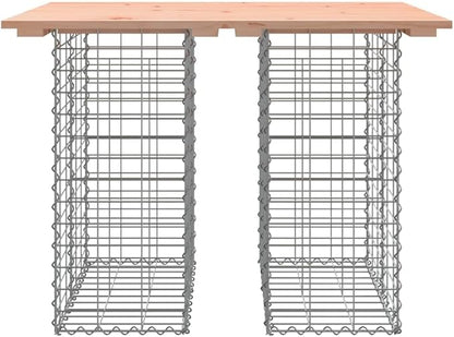Garden Bench with Gabion Design, Solid Douglas Fir Wood and Galvanized Steel Frame, Heavy Duty Seating for Two, Rustic Outdoor Furniture for Patio Backyard